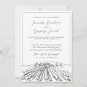 Wijngaard bruiloft uitnodiging met gebouw tekening (Voorkant)