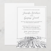 Wijngaard bruiloft uitnodiging met gebouw tekening (Voorkant / Achterkant)