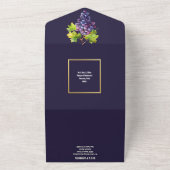 Wijngaard bruiloft wijnvat waterverf druiven all in one uitnodiging (Buitenkant)