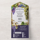 Wijngaard bruiloft wijnvat waterverf druiven all in one uitnodiging (Binnen)