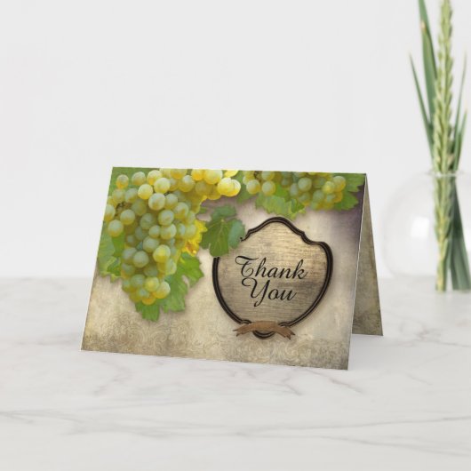 Wijngaard Chardonnay Groene Druivenstokken Elegant Bedankkaart (Voorkant)