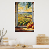 Wijngaard door een Venster Herfst / Herfst Poster (Keuken)