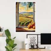 Wijngaard door een Venster Herfst / Herfst Poster (Thuiskantoor)