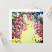 Wijngaard Druiven Waterverf Wenskaart | Wijn Kaart (Voorkant / Achterkant in situ)