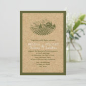  wijngaard en kurk beige, rode bruiloft kaart (Staand voorkant)