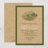  wijngaard en kurk beige, rode bruiloft kaart (Voorkant / Achterkant)