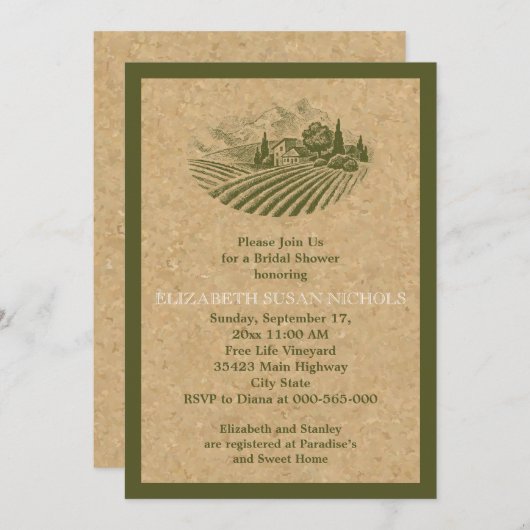  wijngaard en kurk bruiloft vrijgezellenfeest kaart (Voorkant / Achterkant)