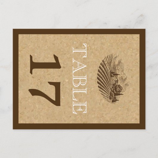 wijngaard en kurk trouwtafel nummer briefkaart (Voorkant)