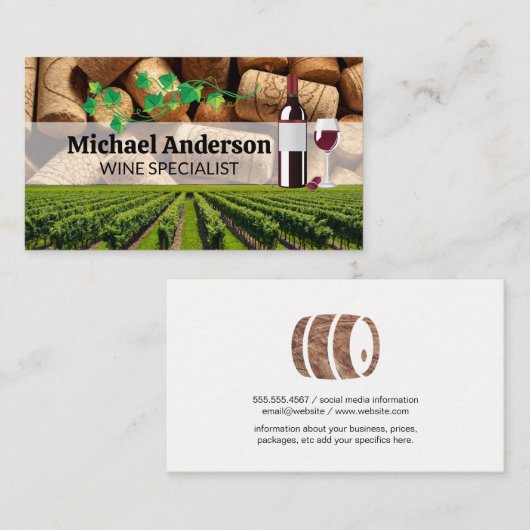 Wijngaard en kurken | Wijnmakerij Visitekaartje (Voorkant / Achterkant)