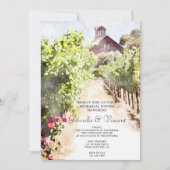 Wijngaard en Red Barn Waterverf repetitie diner Kaart (Voorkant)