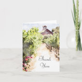Wijngaard en Rode Schuur Waterverf Bruiloft Dank u Bedankkaart (Voorkant)