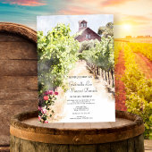 Wijngaard en Rode Schuur Waterverf Bruiloft Kaart