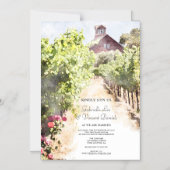 Wijngaard en Rode Schuur Waterverf Bruiloft Magnetische Uitnodiging (Voorkant)