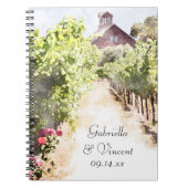 Wijngaard en Rode Schuur Waterverf Bruiloft Notitieboek (Voorkant)
