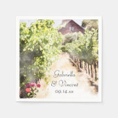 Wijngaard en Rode Schuur Waterverf Bruiloft Servet (Voorkant)