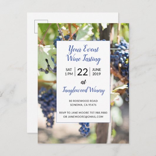 Wijngaard Evenementen Wijnproeverij Feest Uitnodiging Briefkaart (Voorkant / Achterkant)