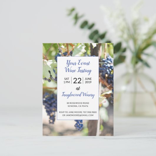 Wijngaard Evenementen Wijnproeverij Feest Uitnodiging Briefkaart (Staand voorkant)