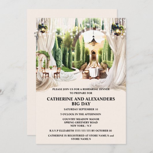 Wijngaard fine dining topiary string verlichting c kaart (Voorkant / Achterkant)