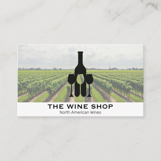 wijngaard | Fles en bril Visitekaartje (Voorkant)