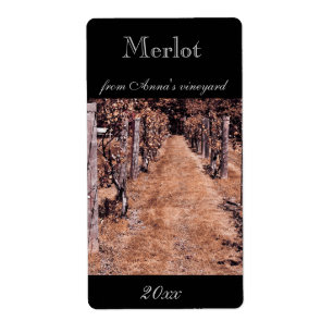 Wijngaard home made wijnfles label