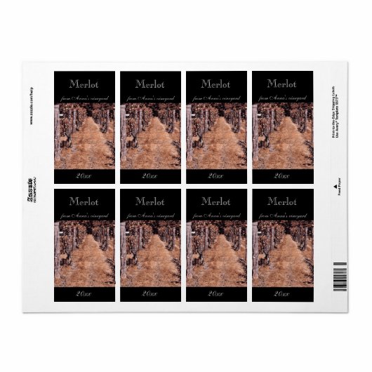 Wijngaard home made wijnfles label (Full Sheet)