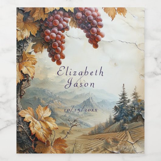 Wijngaard Italiaanse platteland wijnmakerij Wijn Etiket (Enkel label)