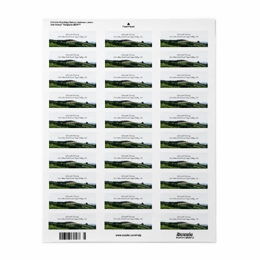 Wijngaard Landschap Wijnmakerij Adres Mailing Verz Etiket (Full Sheet)