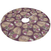 Wijngaard op houtovaal fleece kerstboom rok (Gekanteld)