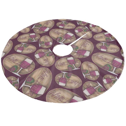 Wijngaard op houtovaal fleece kerstboom rok (Gekanteld)