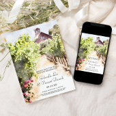 Wijngaard Rode Schuur Waterverf Bruiloft Save the Kaart