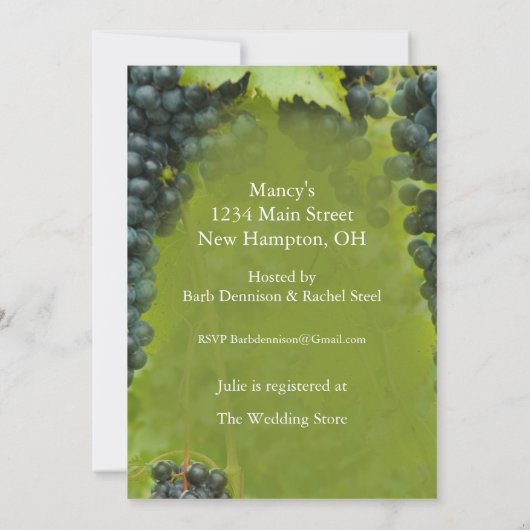 Wijngaard Theme Vrijgezellenfeest Kaart (Achterkant)