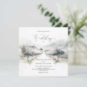 Wijngaard Waterverf bruiloft uitnodigingen (Staand voorkant)