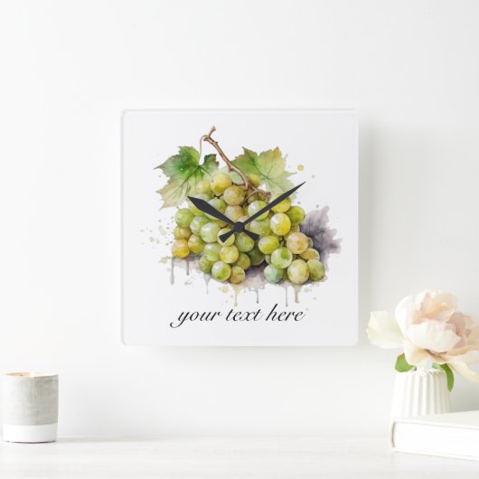 Wijngaard Waterverf Druiven, custom Vierkante Klok (Huis)