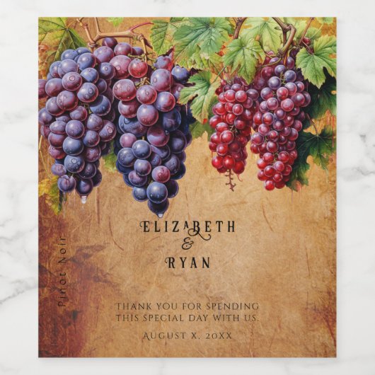 Wijngaard Wijnhuis Trouw Paarse Rode Druiven  Wijn Etiket (Enkel label)