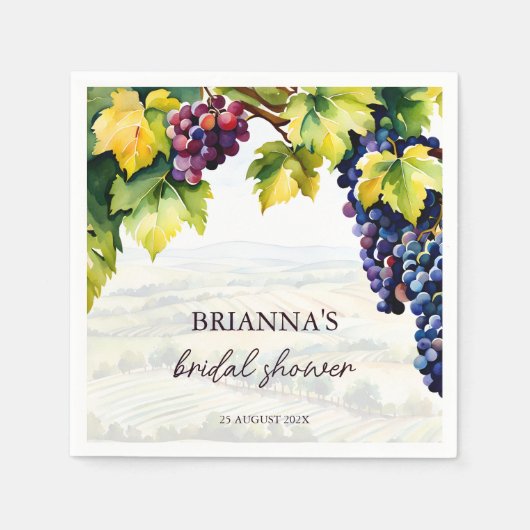 Wijngaard wijnhuis zomer bruidsdouche gedrukt servet (Voorkant)