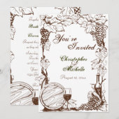 Wijngaard wijnmakerij druivenstokken schets bruilo kaart (Voorkant / Achterkant)