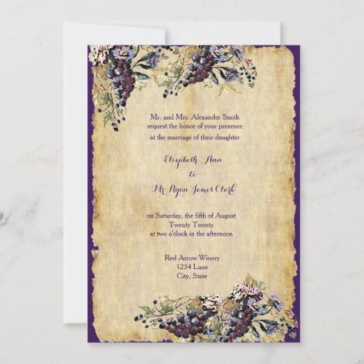 Wijngaard Wijnmakerij Rustiek Land Huwelijk Custom Kaart (Voorkant)