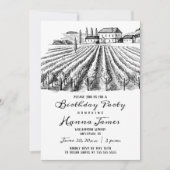 Wijngaard Wijnmakerij Rustieke Schets Verjaardagsf Kaart (Voorkant)