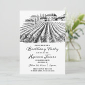 Wijngaard Wijnmakerij Rustieke Schets Verjaardagsf Kaart (Staand voorkant)