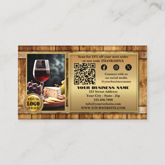 Wijngaard Wijnmakerij Wijn Verkoper Foto Dank u Visitekaartje (Achterkant)