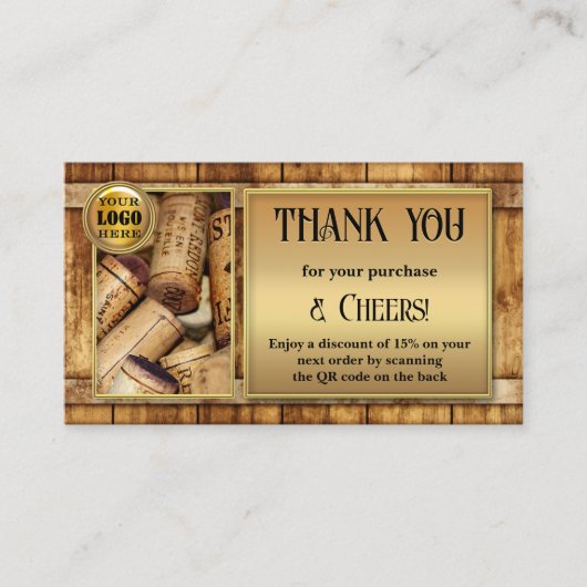 Wijngaard Wijnmakerij Wijn Verkoper Foto Dank u Visitekaartje (Voorkant)