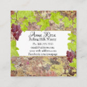 *~* Wijngaard wijnmakerij wijnkelder wijn cluster  Vierkante Visitekaartje (Achterkant)