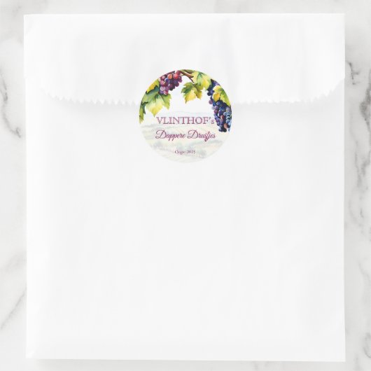 Wijngaard wijnmakerij zomer vrijgezellenfeest bedr ronde sticker (Tas)