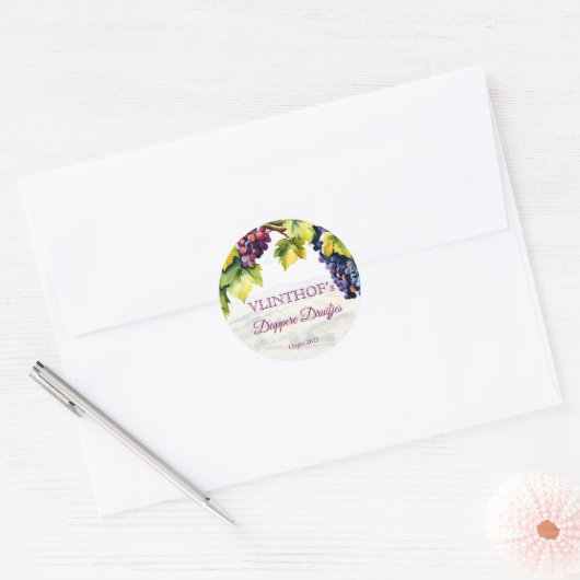 Wijngaard wijnmakerij zomer vrijgezellenfeest bedr ronde sticker (Envelop)