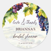 Wijngaard wijnmakerij zomer vrijgezellenfeest bedr ronde sticker (Voorkant)