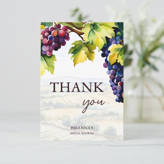 Wijngaard wijnmakerij zomertuin vrijgezellenfeest bedankkaart (Staand voorkant)