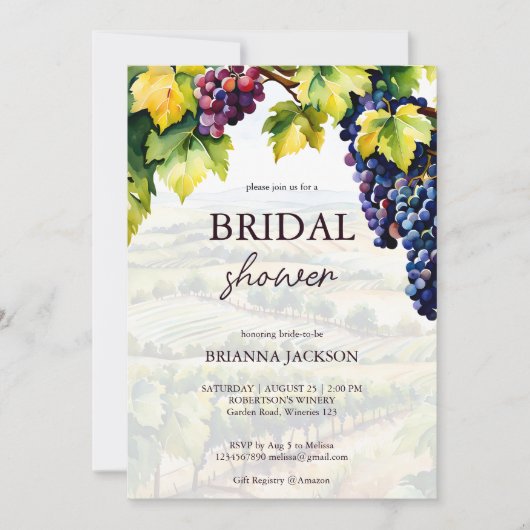 Wijngaard wijnmakerij zomertuin vrijgezellenfeest kaart (Voorkant)