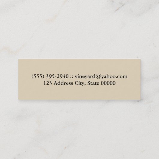 Wijngaard / wijnsommelier mini visitekaartje (Achterkant)