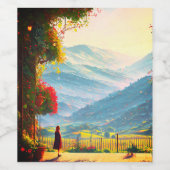 Wijngaard, zomer, gezellig, Сcomfortabel Wijn Etiket (Enkel label)