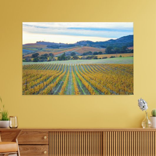 Wijngaard zonsondergang canvas afdruk (Insitu (Woonkamer))